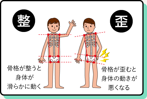 骨格が歪むと体の動きが悪くなる